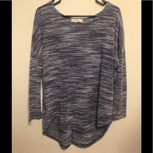 Olive & Oak blue white semi sheer hi low sweater